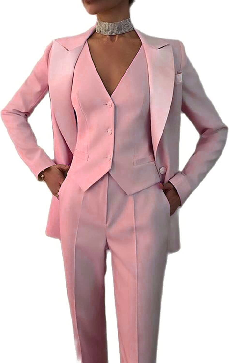 3 Pieces Women Suits Lapel Blazer Custom Made Blazer+Vest+Pants Office Lady Formal Single Breasted Party Prom Dress