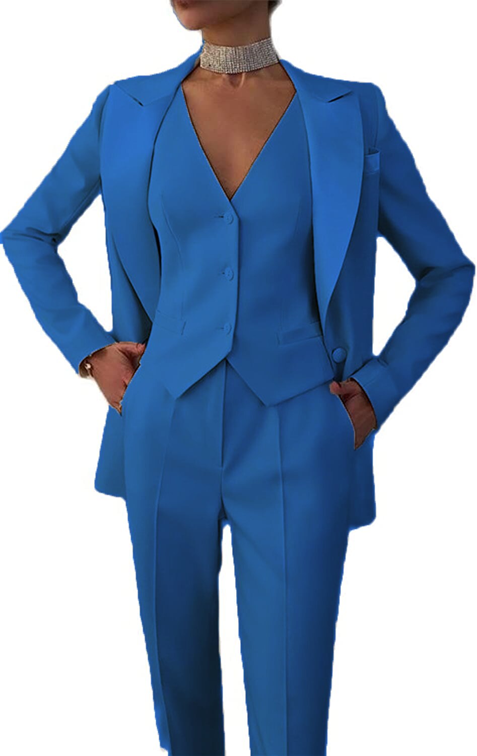 3 Pieces Women Suits Lapel Blazer Custom Made Blazer+Vest+Pants Office Lady Formal Single Breasted Party Prom Dress