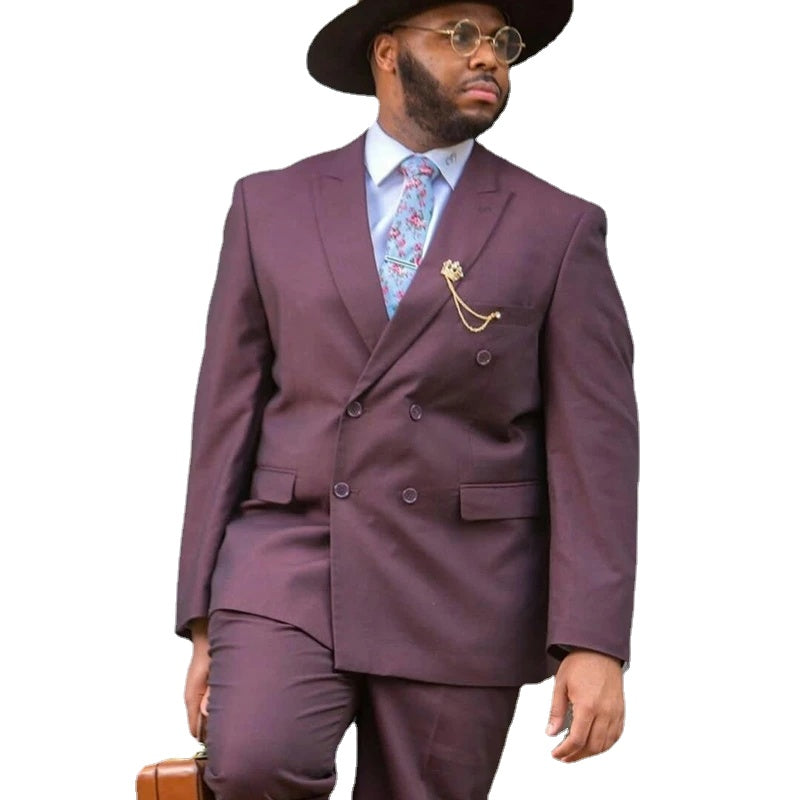 Plus Size Men Suits Costume Homme Groom Tuxedos Wedding  Slim Fit 2 Pieces Blazer(Jacket+Pants)