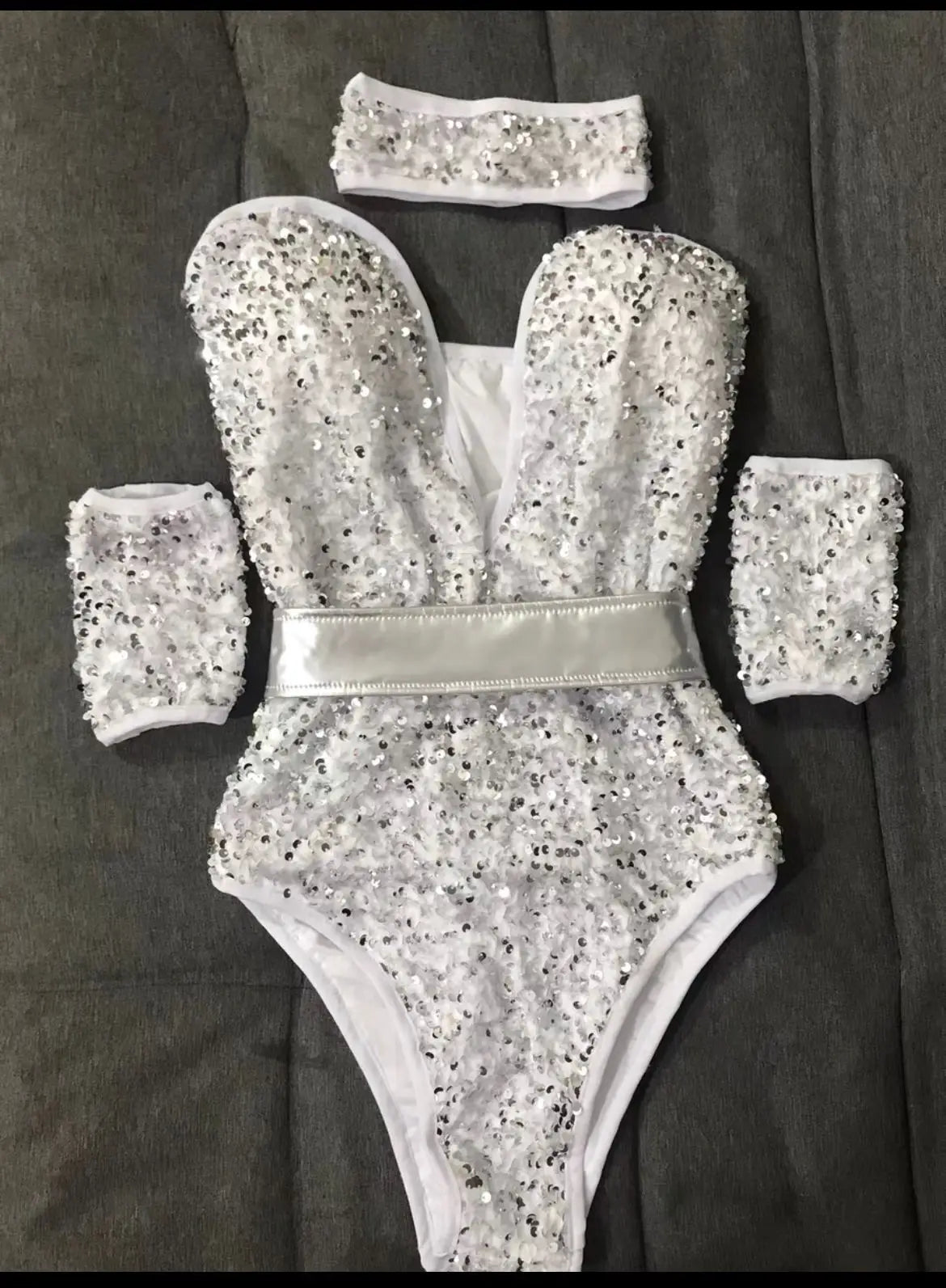 Bar Nightclub Female Singer Dancer Stage Wear Sexy Sequins Bodysuit Outfit Jazz Dance Team Performance Costume Sliver Red Green