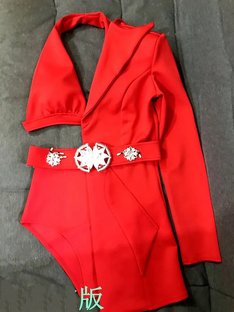 Bar Nightclub Women Singer Dancer Team Stage Performance Clothes Irregular Bikini Blazer Rave Outfit Modern Jazz Dance Costume