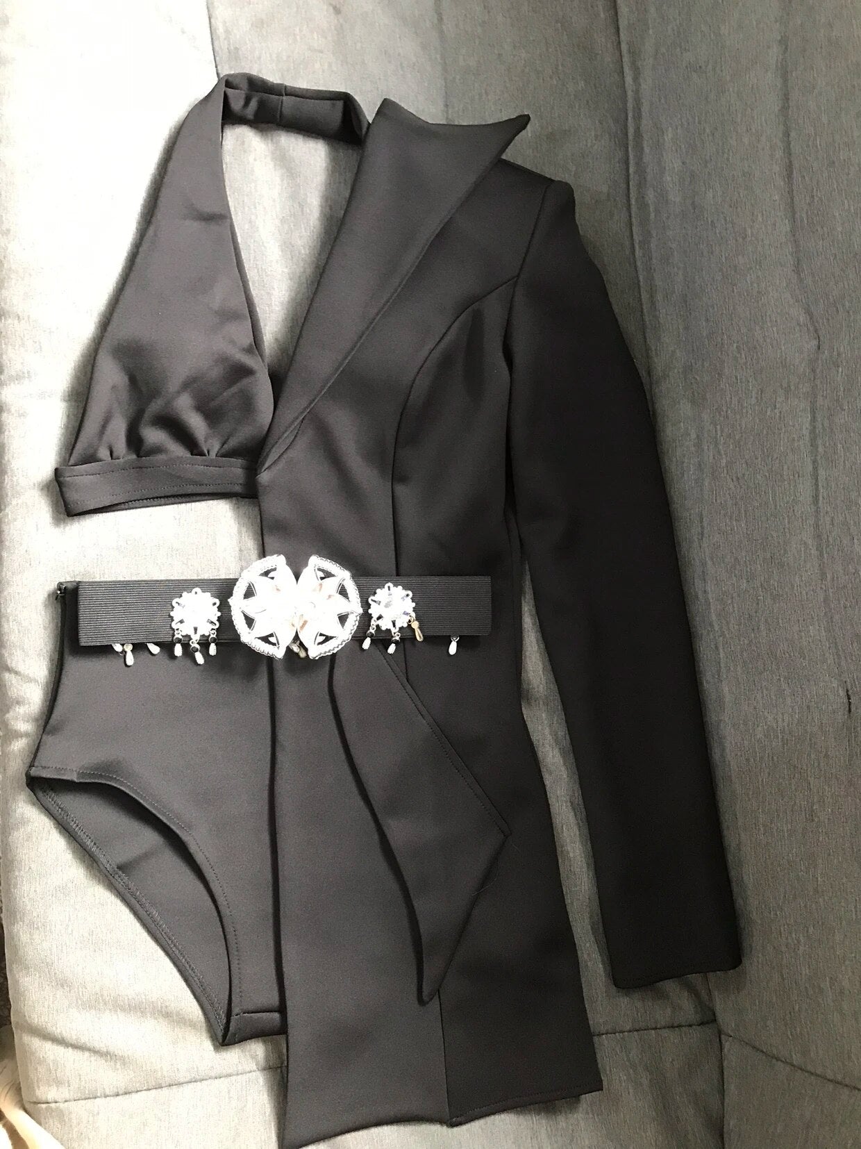 Bar Nightclub Women Singer Dancer Team Stage Performance Clothes Irregular Bikini Blazer Rave Outfit Modern Jazz Dance Costume