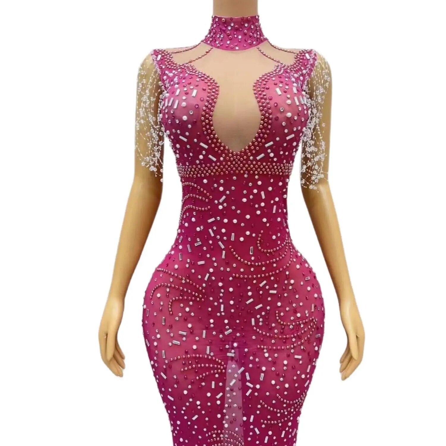 Beautiful See Through Sweetheart Rose Red Sequin Dresses African Black Girls Long Prom Dresses Long Prom Gala Party Gowns