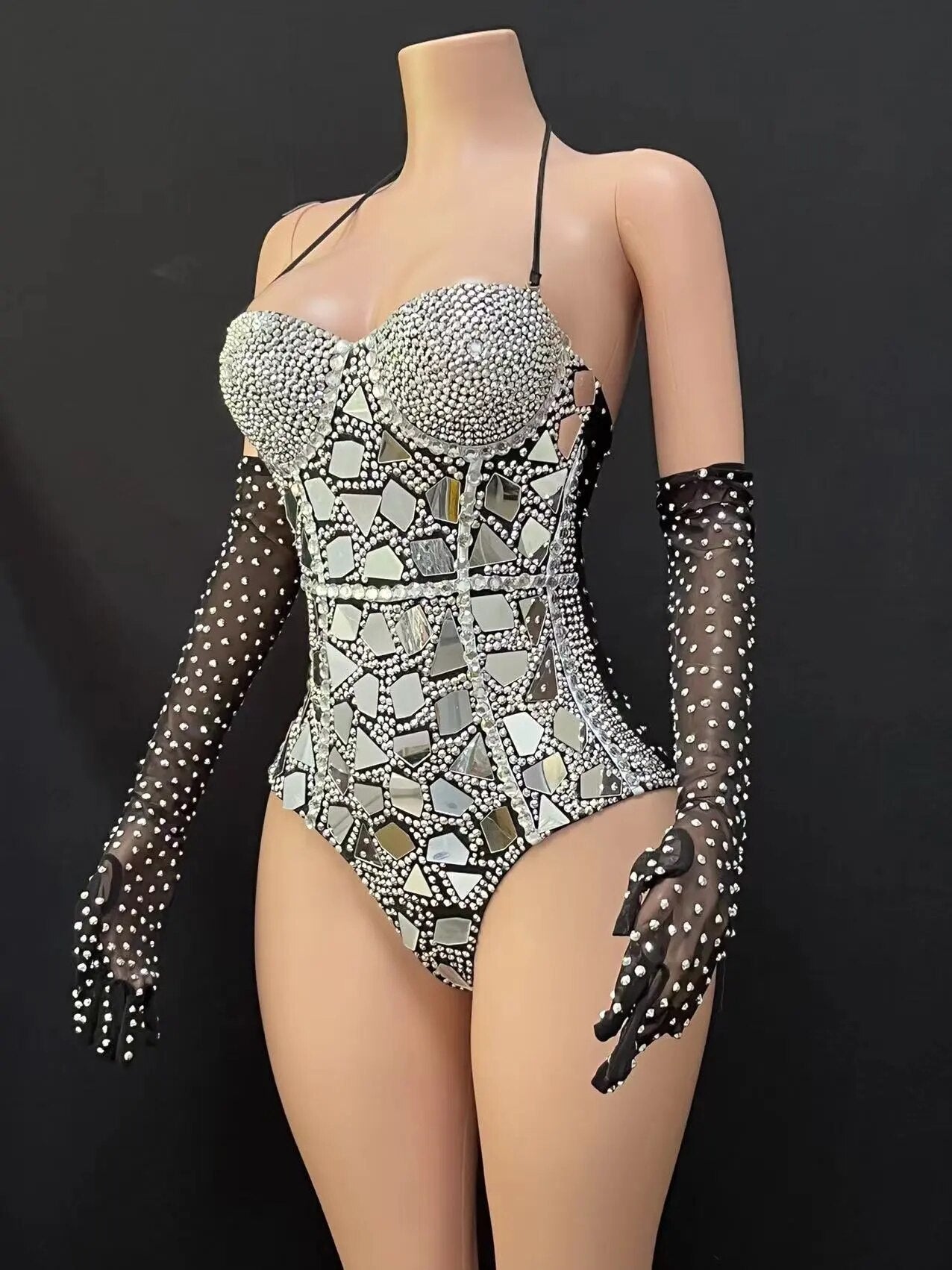 Black Lens One-piece Bar Dance Show Technology Popping Super Flash Party Evening Dress