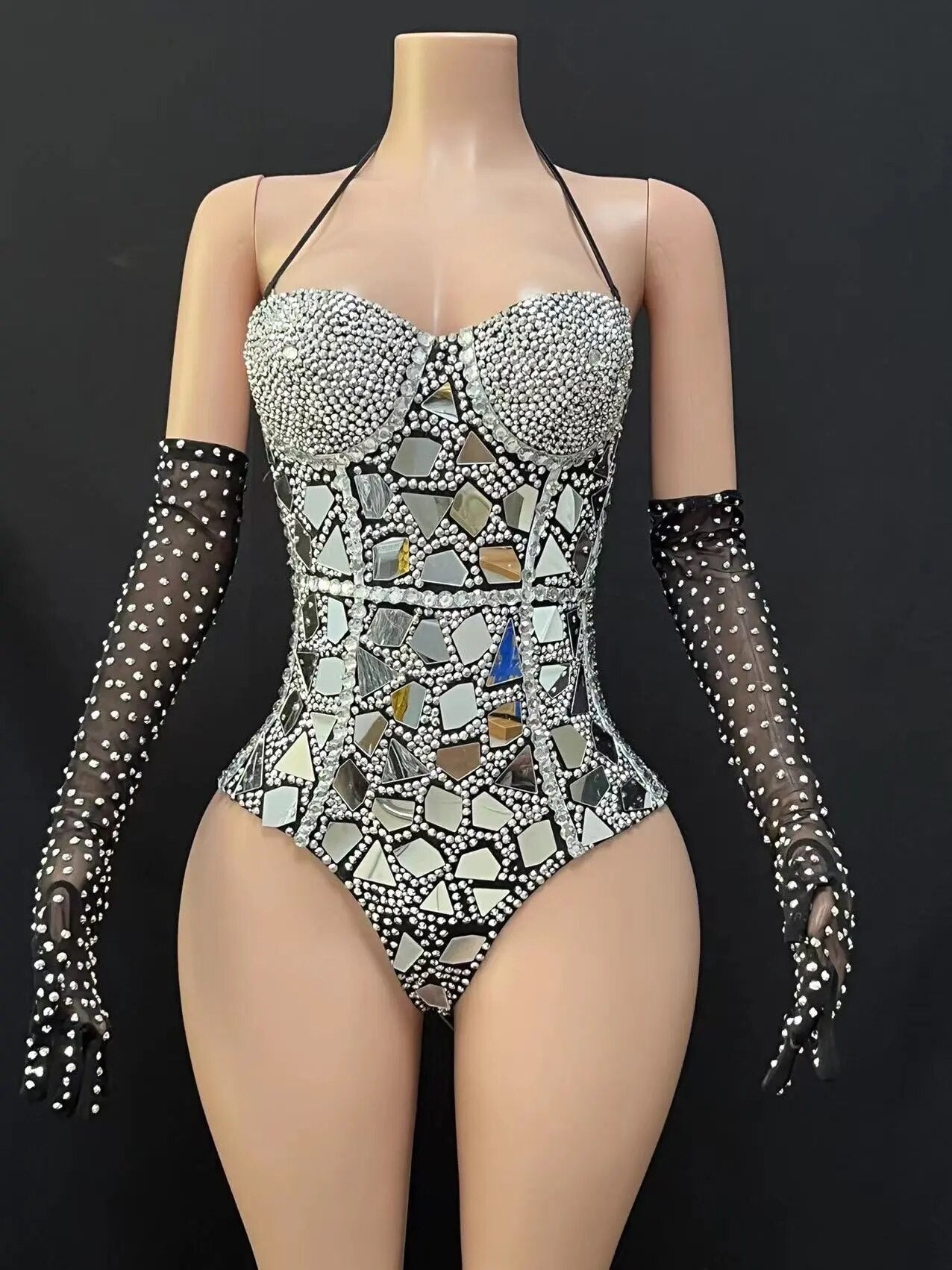 Black Lens One-piece Bar Dance Show Technology Popping Super Flash Party Evening Dress