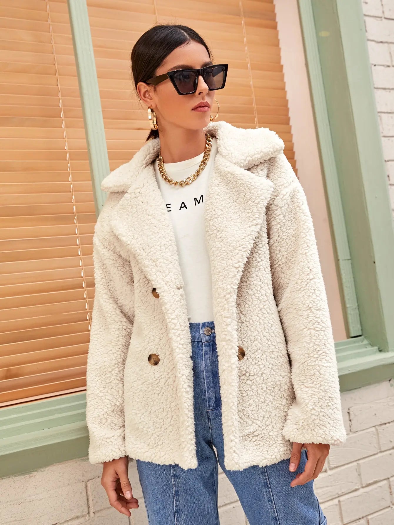Winter Warm Female Plush Overcoat Pocket Casual Teddy Outwear Faux Fur Women Coat S-5XL
