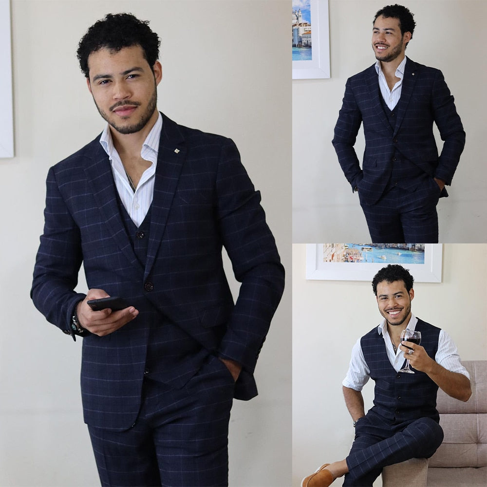 Business Men Suits Tailor-Made 3 Pieces Formal Tuxedo Coat Slim Fit Wedding Tuxedo Blazer Groom Groomsman Formal Tailored Prom