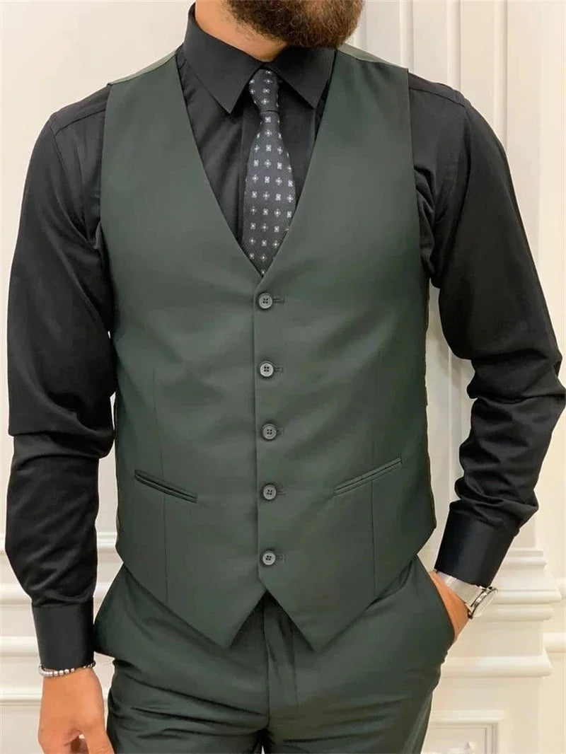 Dark Green Wedding Tuxedos Men Suit Peak Lapel Terno Slim Fit Groom Prom Man Blazer Custom 3 Pcs Jacket Pant Vest