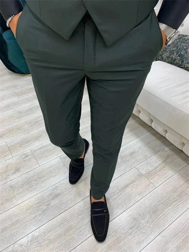 Dark Green Wedding Tuxedos Men Suit Peak Lapel Terno Slim Fit Groom Prom Man Blazer Custom 3 Pcs Jacket Pant Vest