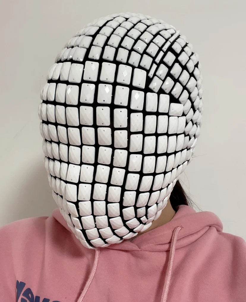 Diamond Punk Headgear Mask Cosplay Gothic Bling Fashion Rhinestone Mask Night Club Dancer Stage Rave Accessories DJ Performance
