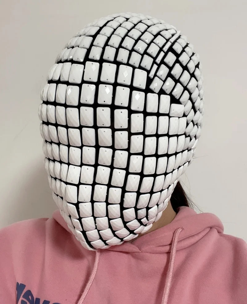 Diamond Punk Headgear Mask Cosplay Gothic Bling Fashion Rhinestone Mask Night Club Dancer Stage Rave Accessories DJ Performance