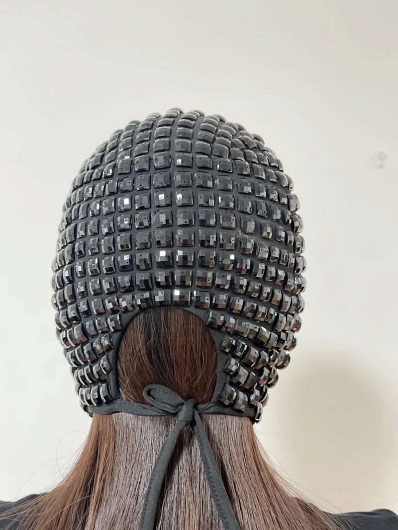 Diamond Punk Headgear Mask Cosplay Gothic Bling Fashion Rhinestone Mask Night Club Dancer Stage Rave Accessories DJ Performance