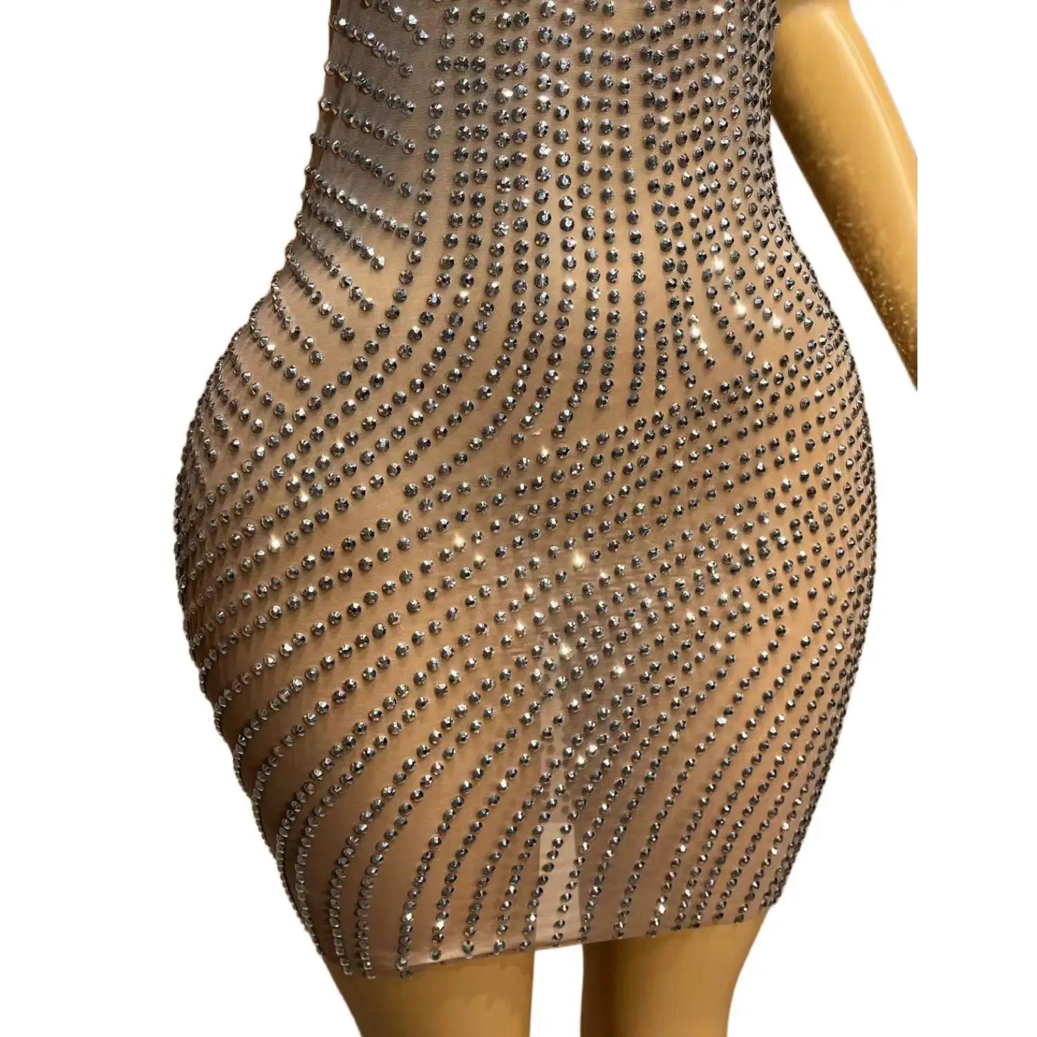 Fashion Sparkly Silver Crystals Women Cocktail Gowns Sexy See Through Black Girls Short Prom Dresses for Birthday Party