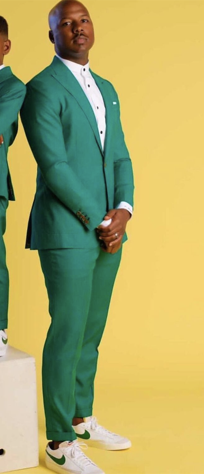 Father And Son Parent-Child Slim Fit Green Men Suits Boys Suits/Wedding Formal Costume Homme Children Set Blazer