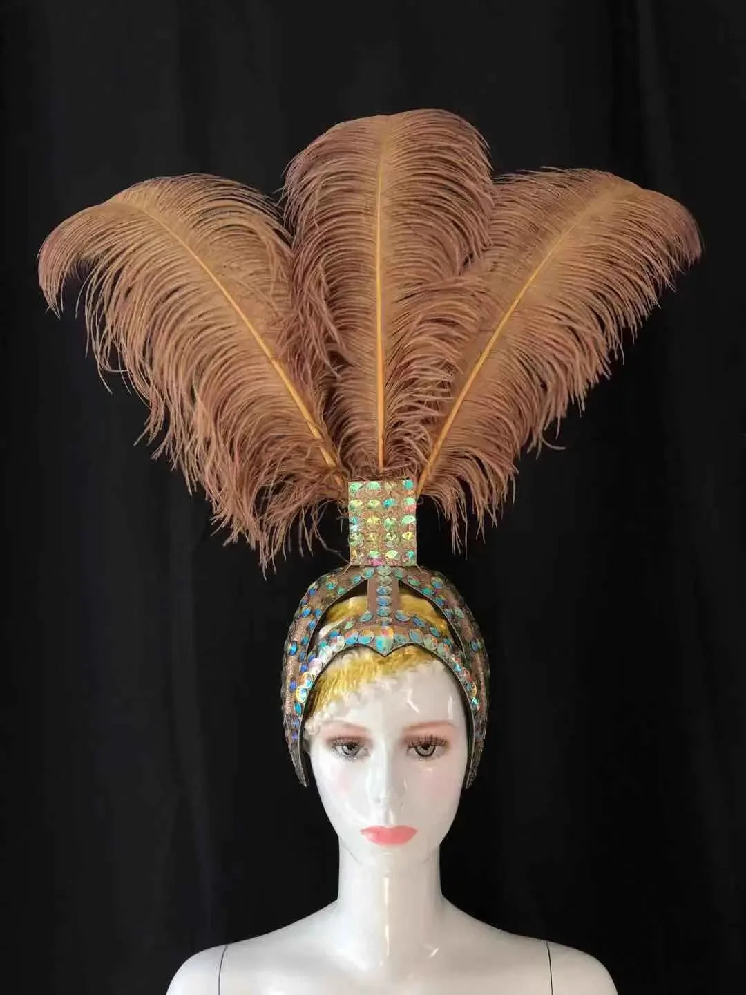 Feather Headdress Samba Costume Carnival Halloween Party Bar Performance Hat Makeup Dance Wings Parade