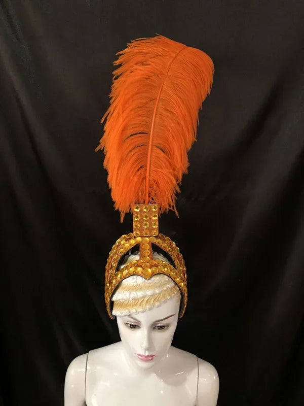 Feather Headdress Samba Costume Carnival Halloween Party Bar Performance Hat Makeup Dance Wings Parade