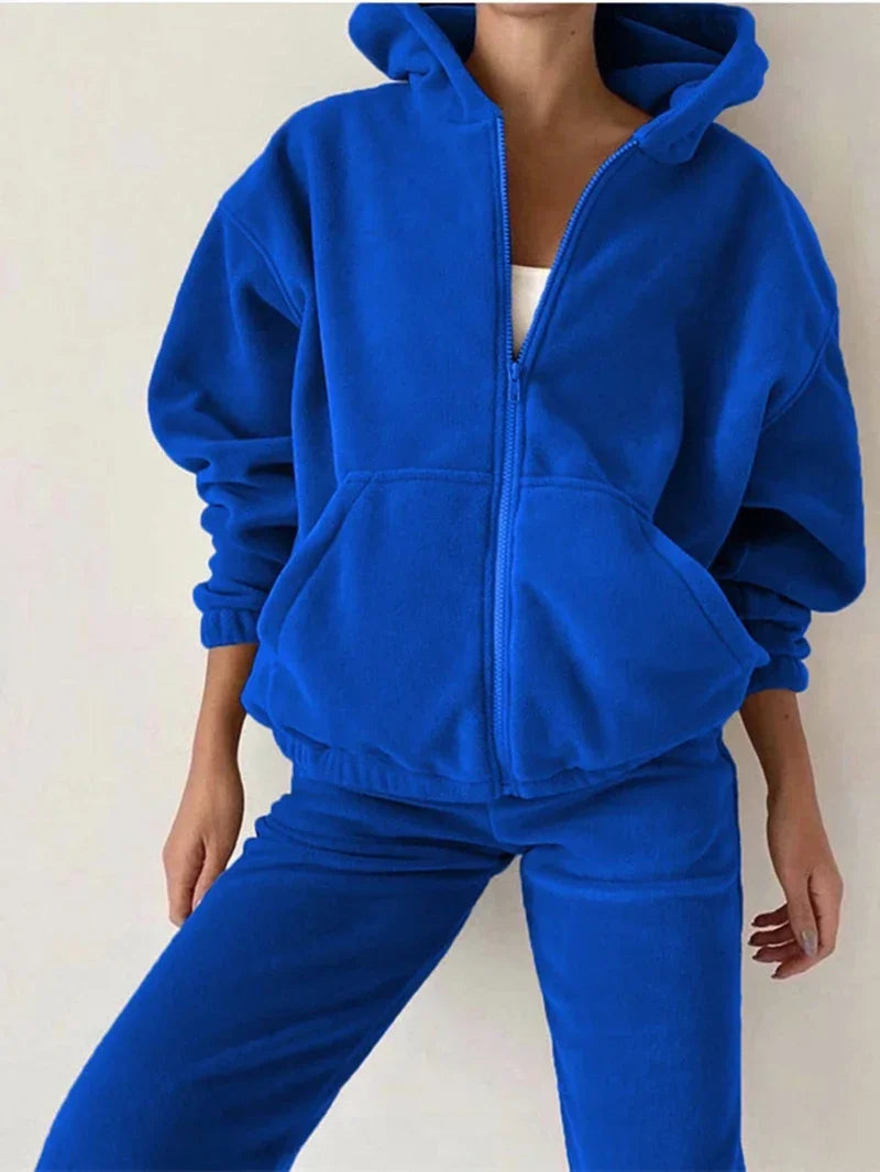Fleece Tracksuit Women Two Piece Set Autumn Clothes Zip Hooded Top and Pants Suits Sweatsuit Casual 2 Pices Matching Set Outfits