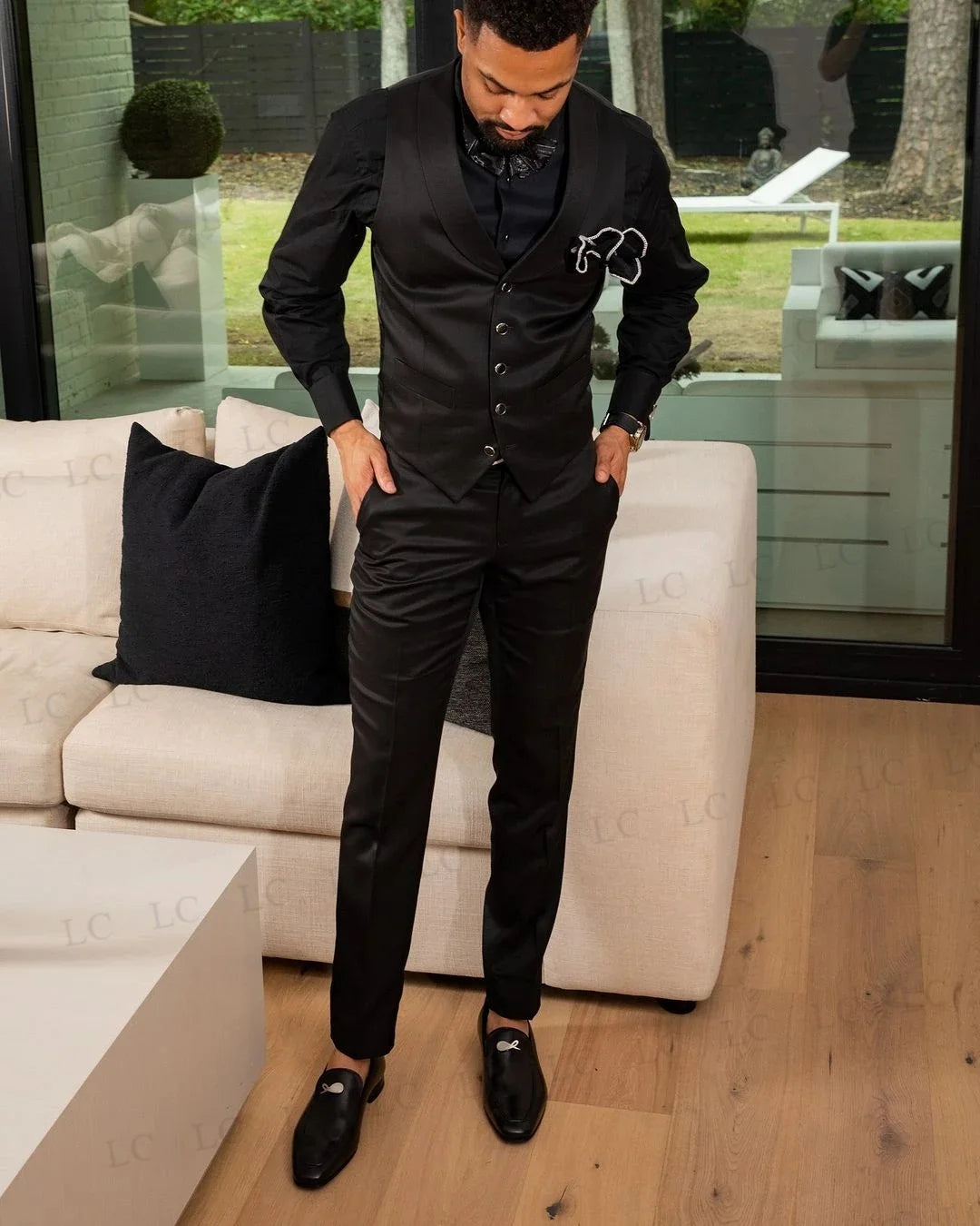 Floral Jacquard Slim Fit Wedding Groom Men Suits 3 Piece Blazer Vest Pants One Button Tuxedo Formal Prom Plus Size Tailored