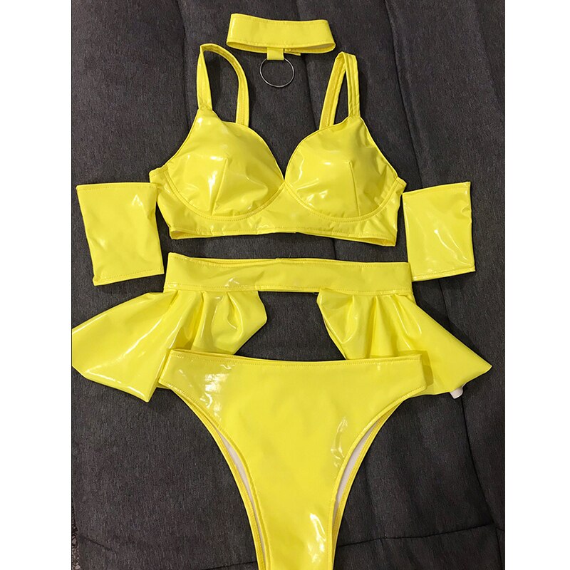 Fluorescent Color Nightclub Bikini Performance Clothing Suit Rave Outfits Bar Dj Dancer Stage Wear Pole Dance Costume 