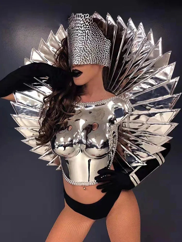 Gaga Shinning Prop Costume Reflective Rave dj gogo dancer show music Festival singer Club Laser Design coat