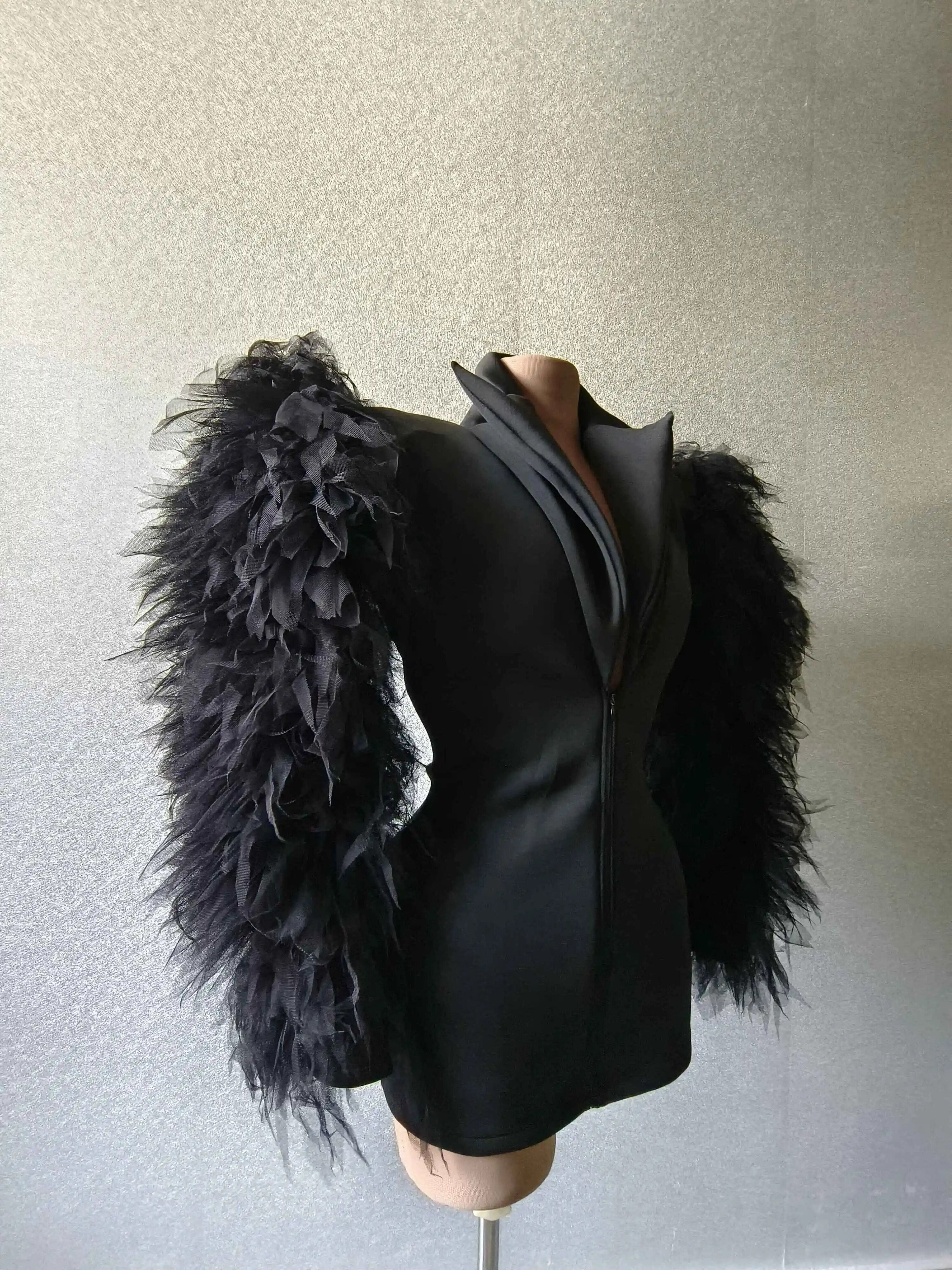 Show Costume Fluffy Sleeve Dress Festival Party Clothing Singer Stage Performance Wear Drag Queen Outfit Clubwear