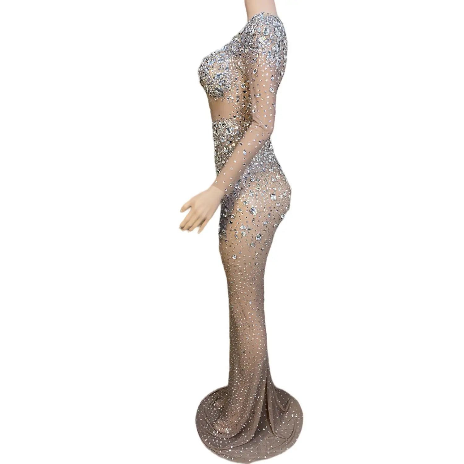 Gorgeous Long Prom Dresses 2024 Fashion Mermaid Style Luxury Sparkly Silver Crystals Black Girls Prom Party Formal Gowns