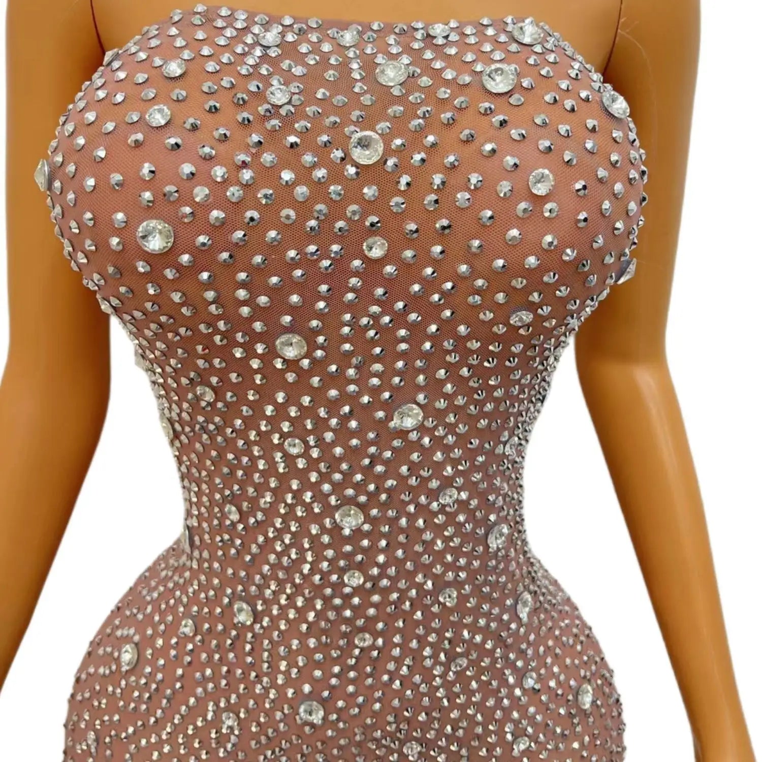 Gorgeous Sheer Mesh Women Birthday Party Gowns Crystal Black Girl Short Prom Dresses Sexy Celebrate Tube Top Dresses Manzuan