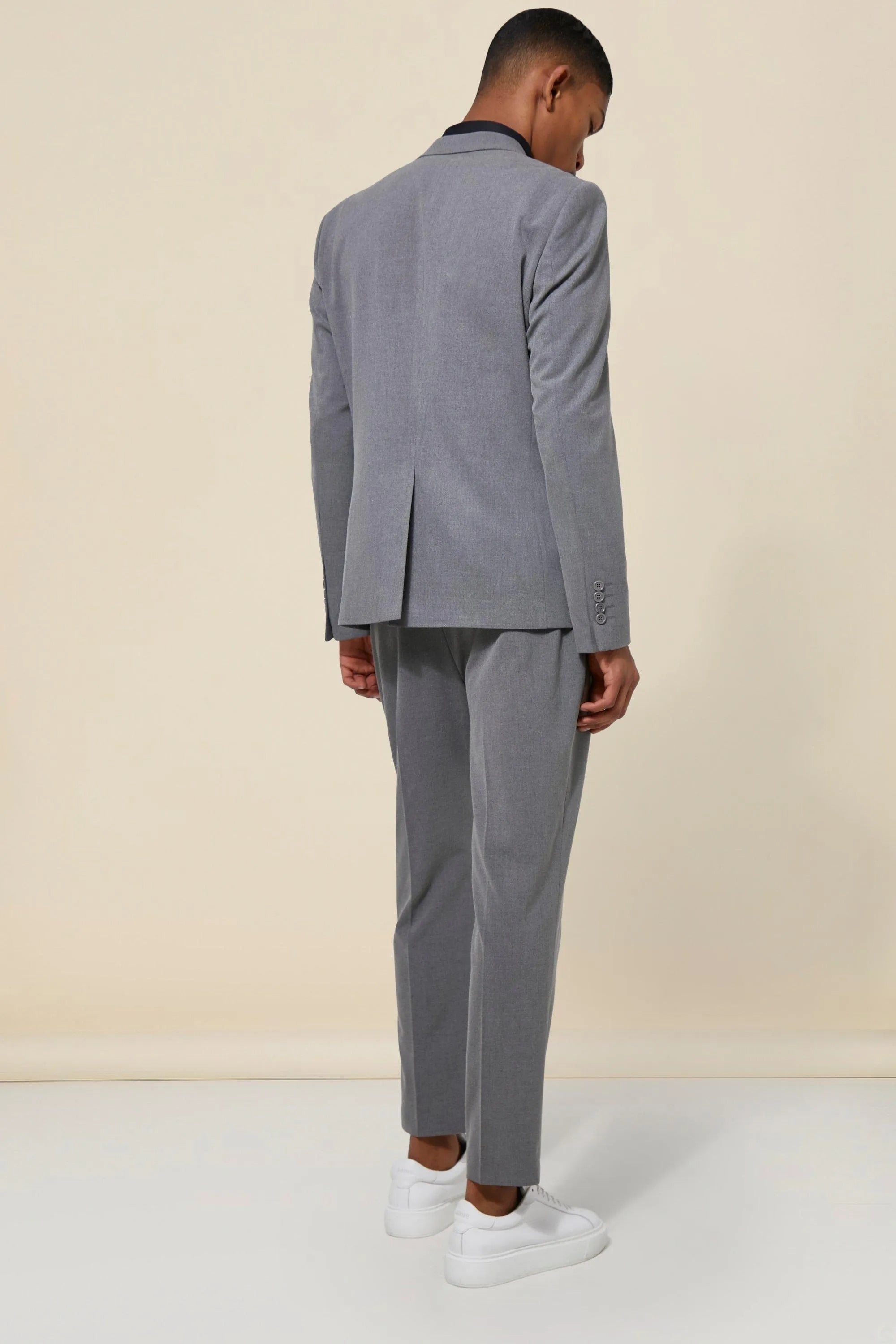 Gray Business Men Tuxedo with Notched Lapel 2 Pieces Formal Wedding Groomsmen Tuxedo for Prom Set Jacket Pants