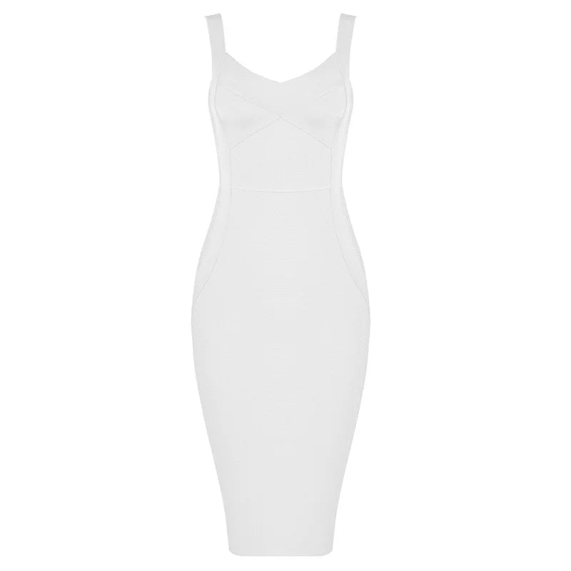 Pink Green Red Bodycon Knee Length Rayon Bandage Dress Evening Party Dress 