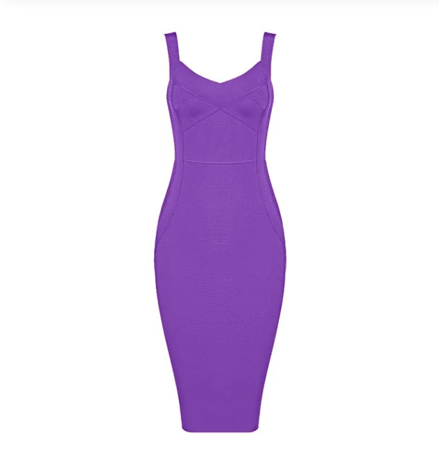 Pink Green Red Bodycon Knee Length Rayon Bandage Dress Evening Party Dress 