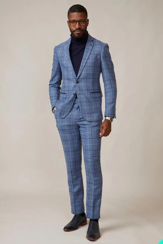Winter Mens Wedding Suits 2 Pieces Tweed Check Groom Party Blazer Business Wear Coat(Jacket+Pants)