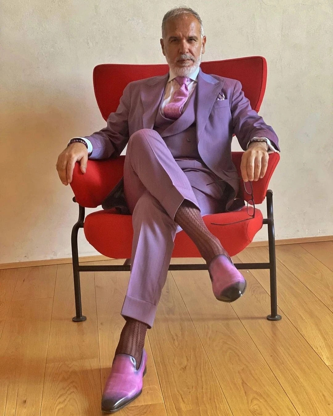 Italian Luxury 3 Piece Formal Suit  Purple Men's Slim Blazer Vest Pants Tuxedo Man Wedding Party Dresses Suits Sets