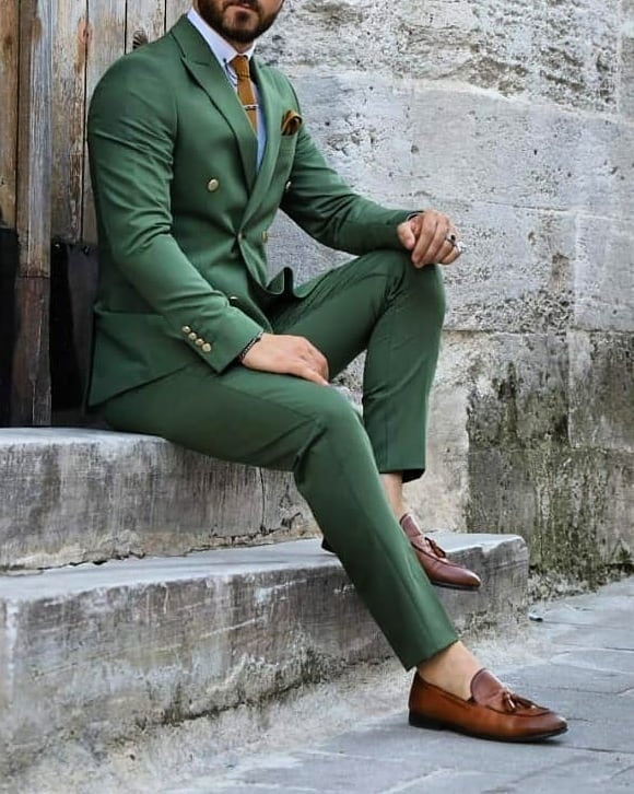 Coat Pant Designs Green Men Suit Slim Fit 2 Piece Tuxedo Groom Style Suits Custom Prom Party Blazer