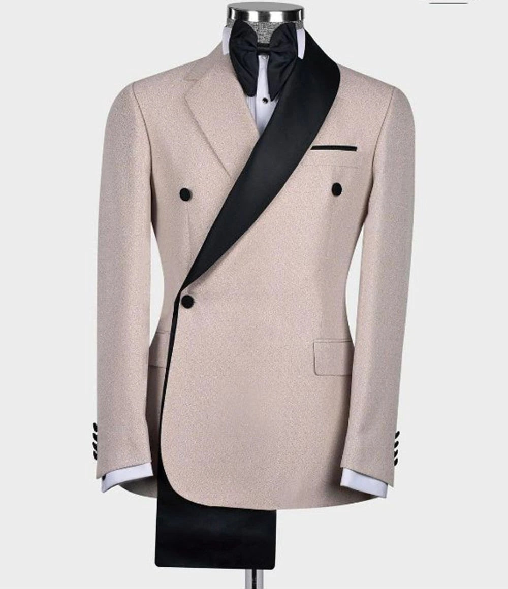 Shawl Collar Double Breasted Navy/Ivory/Black Blazer Men's Wedding 1pcs Jacket Coat Tailored Made
