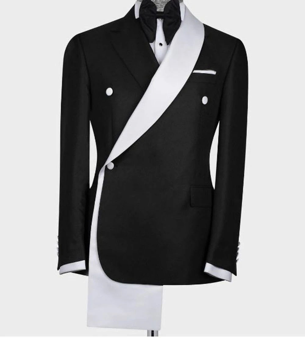 Shawl Collar Double Breasted Navy/Ivory/Black Blazer Men's Wedding 1pcs Jacket Coat Tailored Made