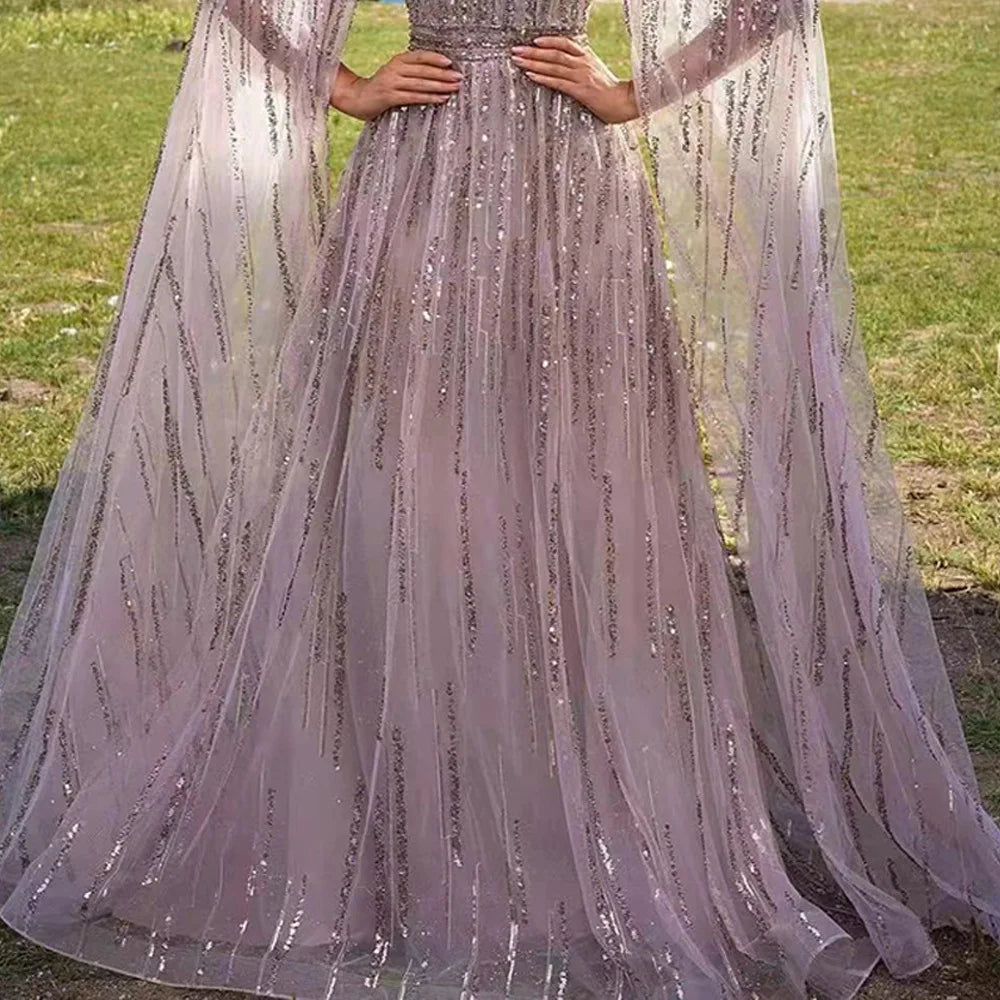 Latest Temperament Mesh Long Dress Dress Tassel Sequins Evening Dress Women's Bridesmaid Dress Birthday Graduation Dress