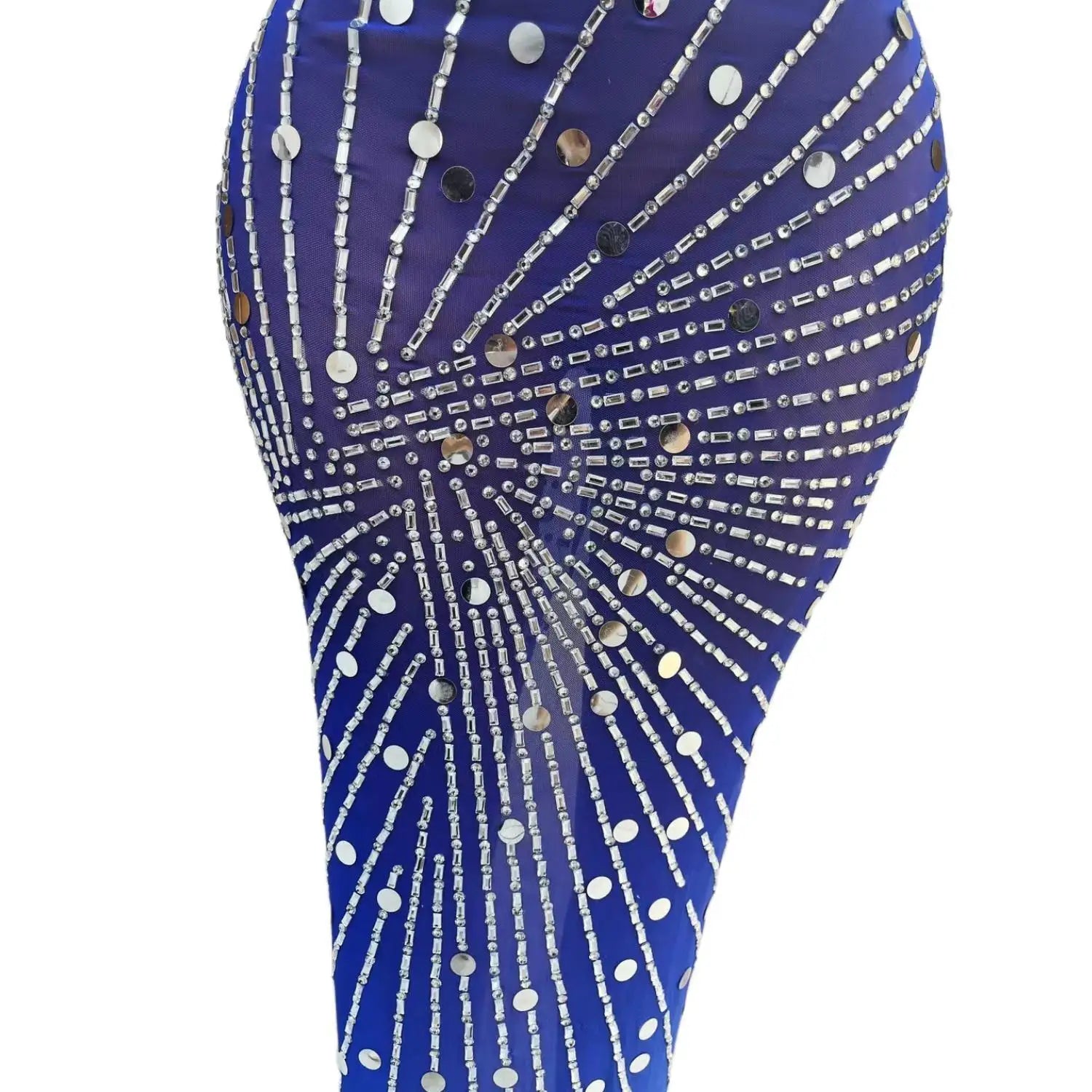 Long Evening Dresses Elegant Long Style High Slit Sparkly Silver Sequined Dress Blue Women Formal Evening Gowns