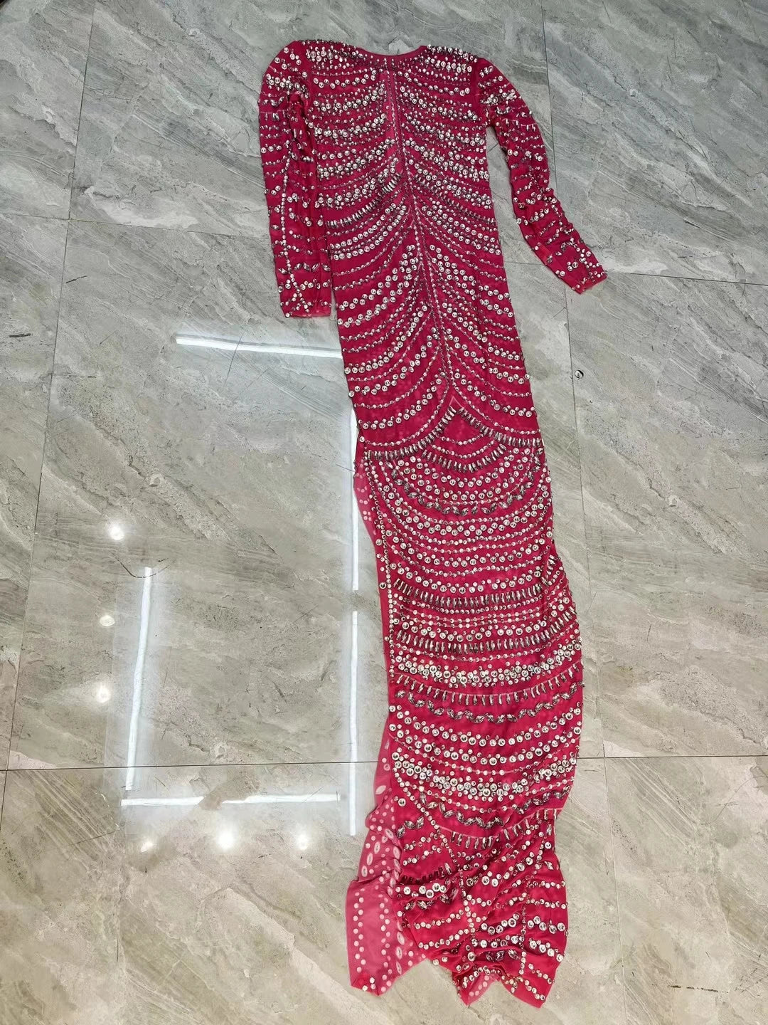 Long Glitter Pink Prom Dresses Sexy Mermaid Style Sheer Luxury Sparkly Beaded Silver Black Girl Formal Prom Gala Gowns