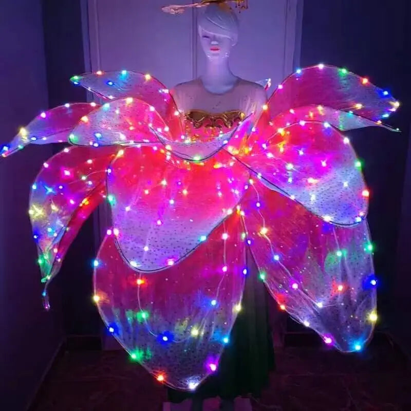Luxury Event Festival Carnival Paradise Clothing Light Up LED Costume Opening Dance Flower Dress