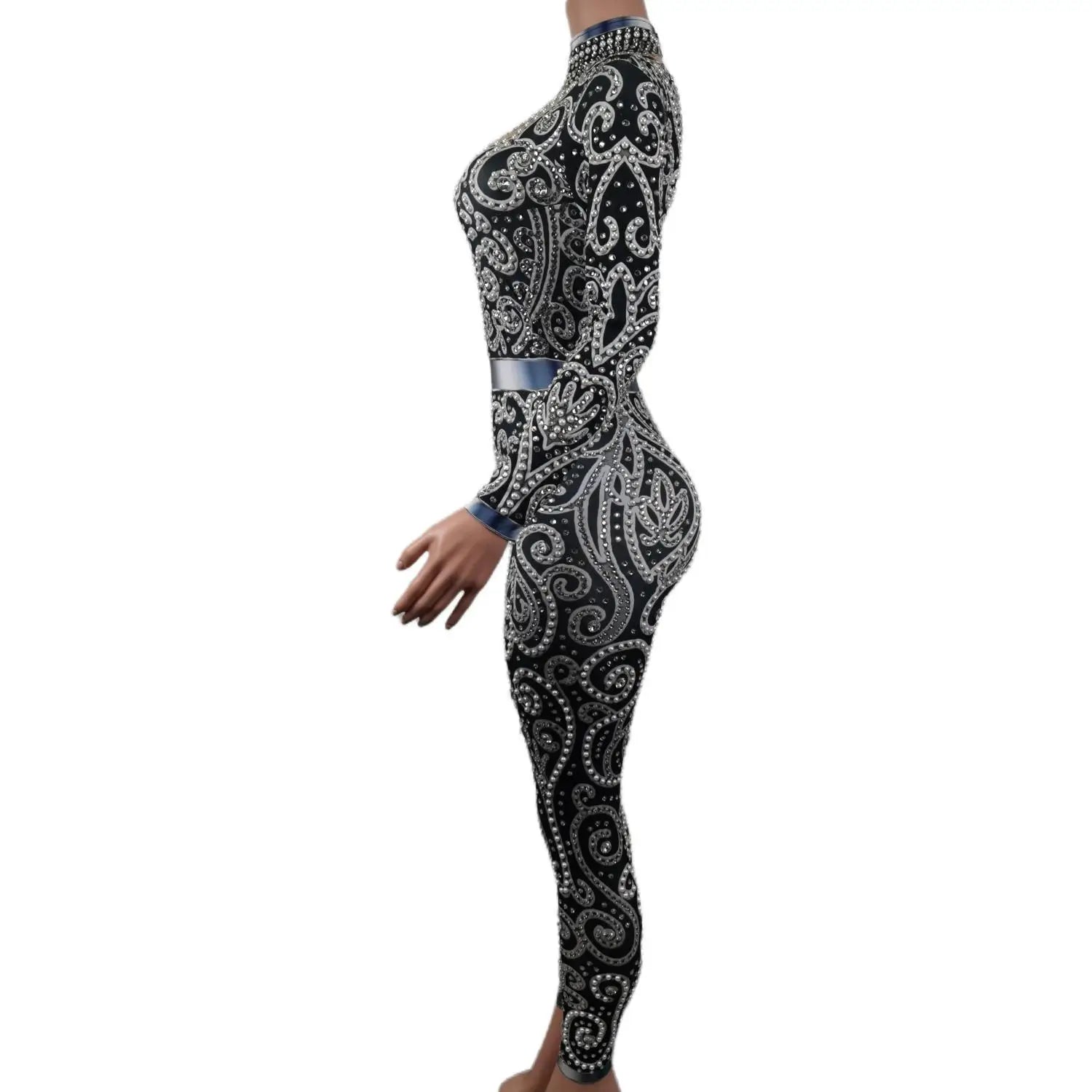 Luxury Fashion Pearls Rhinestones Jumpsuit Lady Evening Prom Dresses Birthday Party Celebrate Outfit Stage Wear
