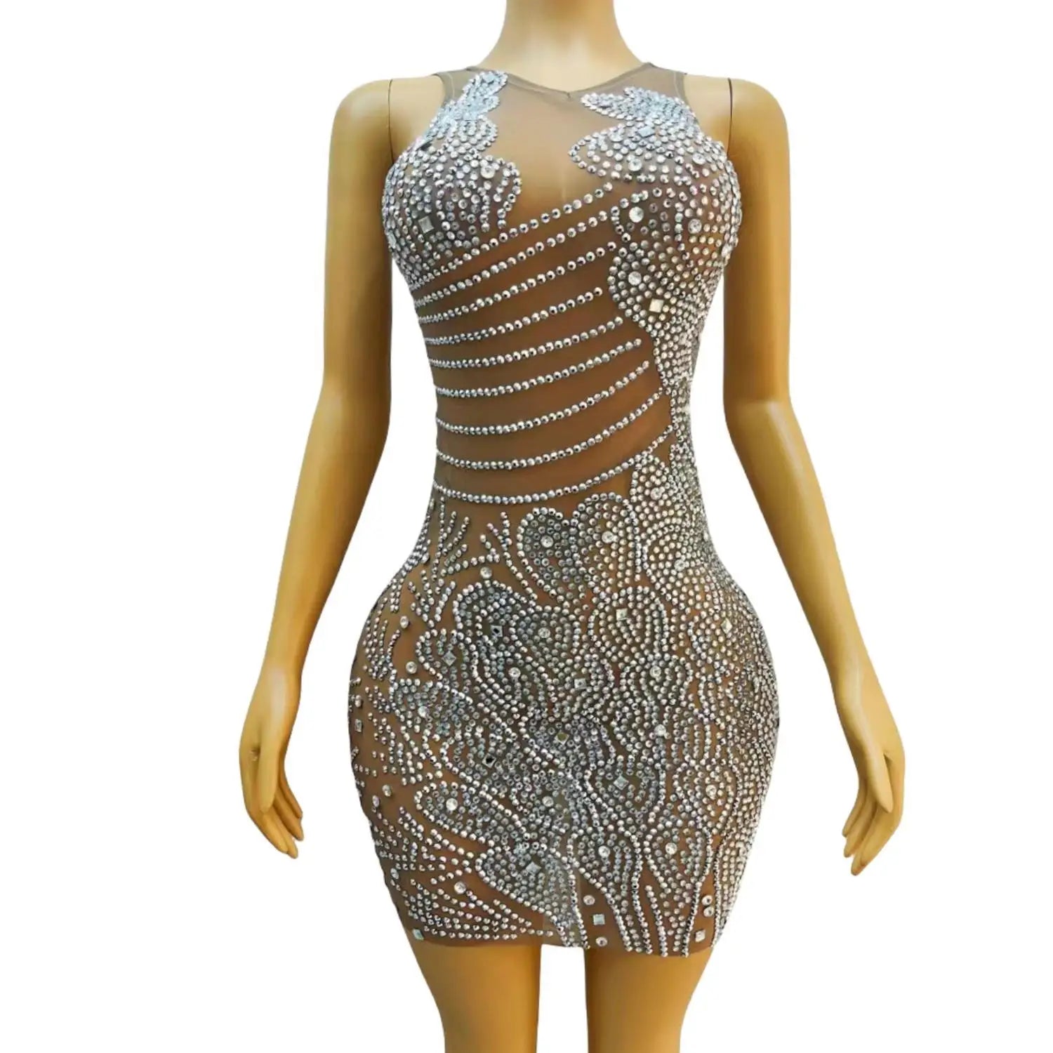 Luxury Fashion Women Birthday Party Gowns Sparkly Beaded Crystals Silver African Black Girls Short Prom Dresses for Women