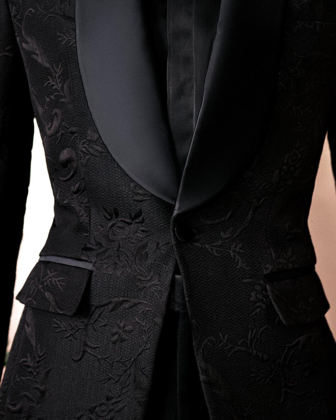 Men's Suits Tailored 2 Pieces Jacquard Blazer Pants One Button Wedding Satin Sheer Lapel Formal Custom Made Plus Size