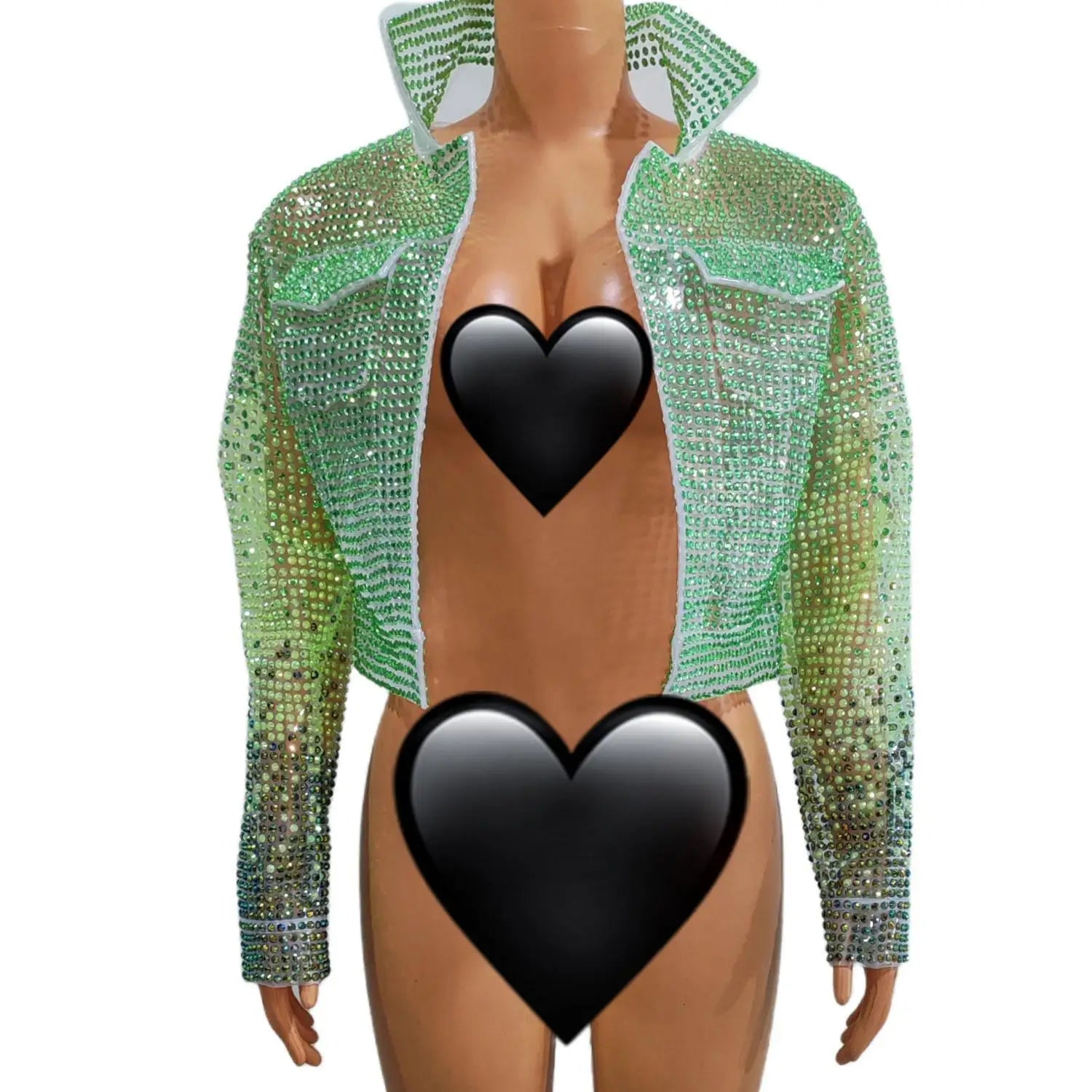 Luxury Rhinestone TPU Jacket One Piece Bodysuits Women Singer Pageant Night Out Wear Drag Queen Show Costume