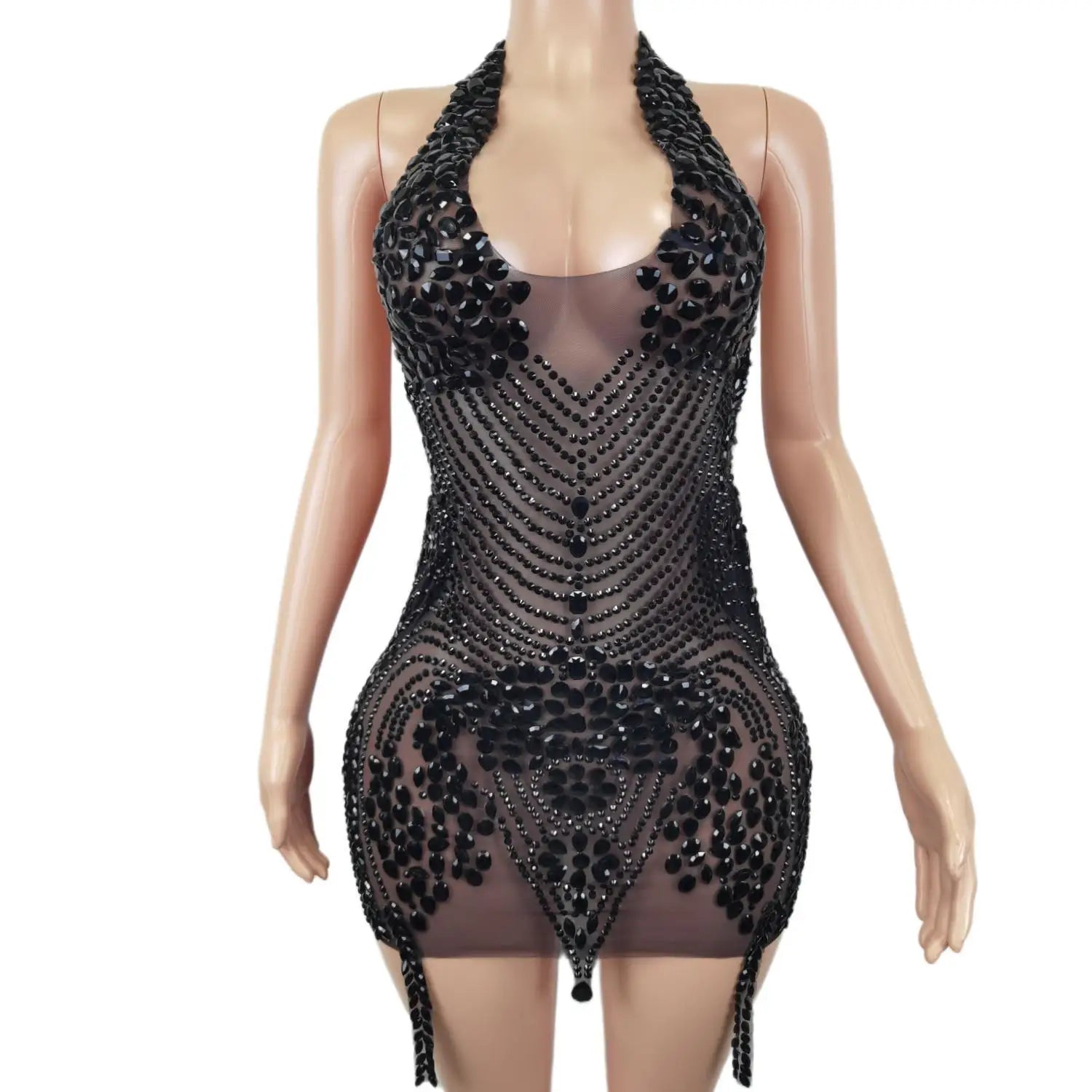 Luxury See Through Cocktail Gowns V-neck Crystals Velvet Dresses African Black Girls Short Prom Dress for Birthday Party