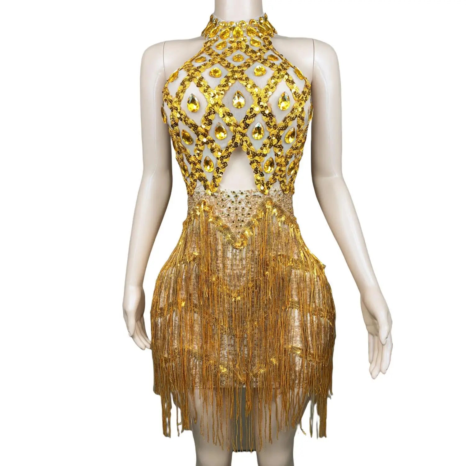 Women Gowns Gold Crystals Backless Mini Short Prom Dress