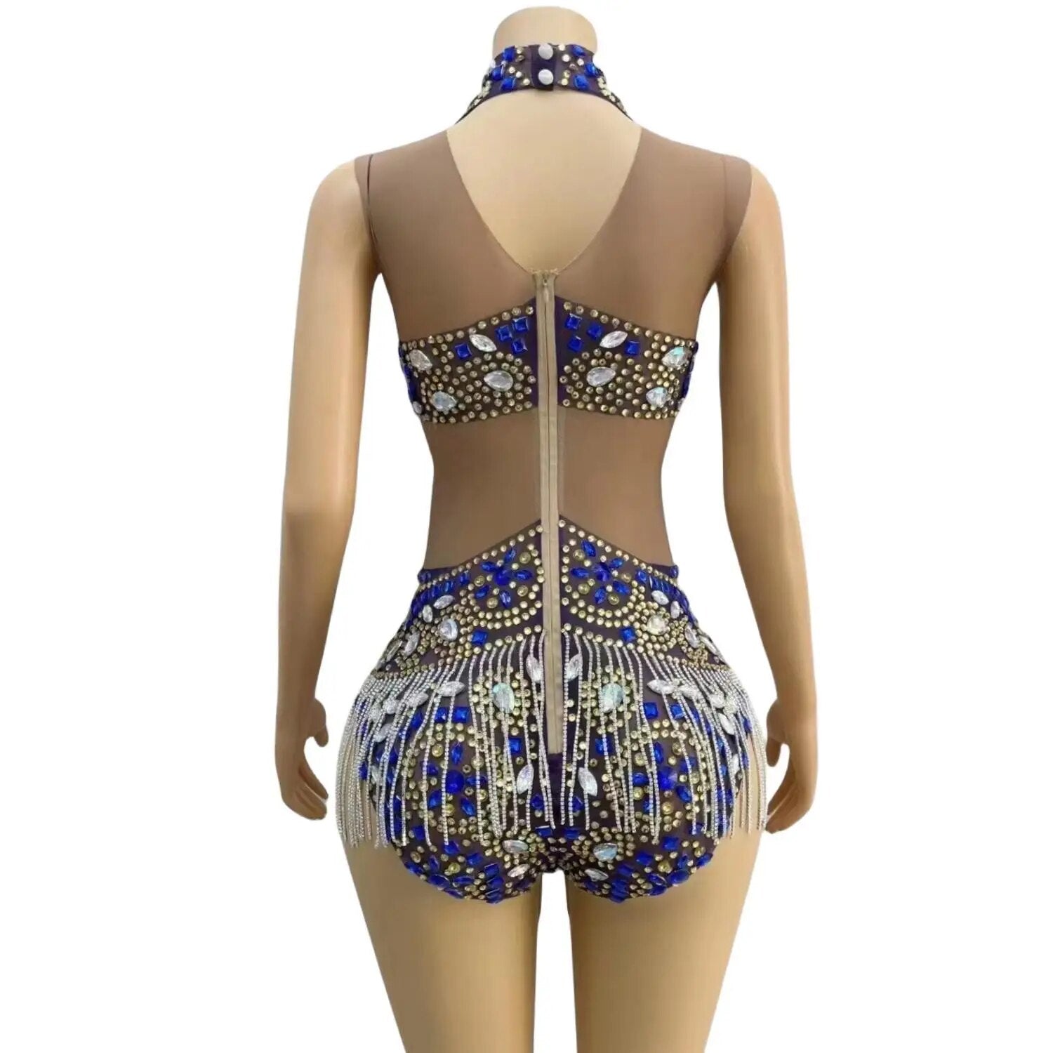 Luxury Sexy See Through Homecoming Party Gowns Blue Silver Crystals Black Girls Short Prom Dresses for Birthday Party 