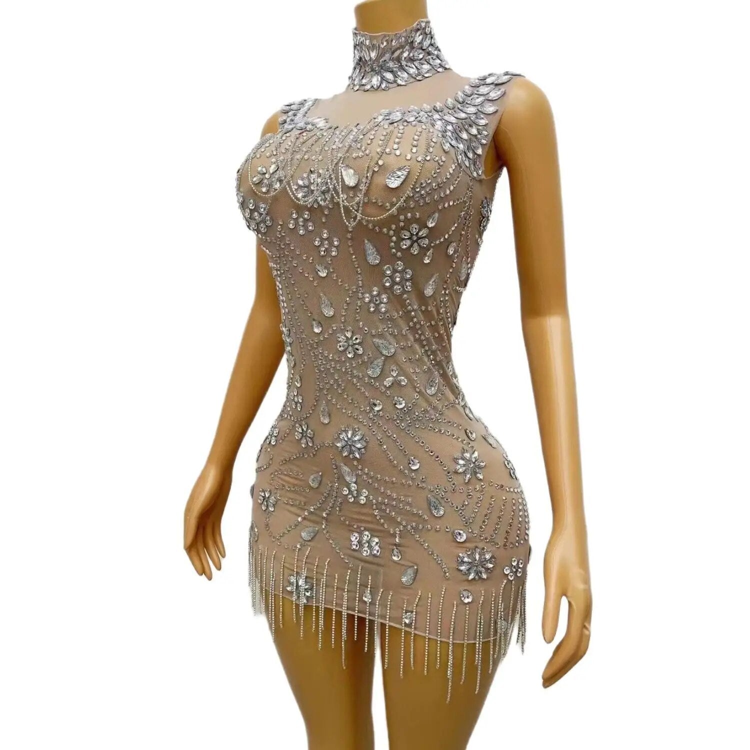 Luxury Short Prom Dresses Luxury Beaded Crystals Silver African Women Cocktail Gowns for Party Celebrate Dresses