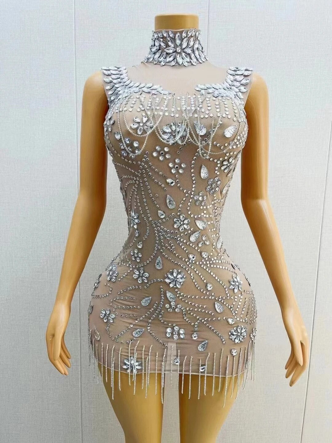 Luxury Short Prom Dresses Luxury Beaded Crystals Silver African Women Cocktail Gowns for Party Celebrate Dresses
