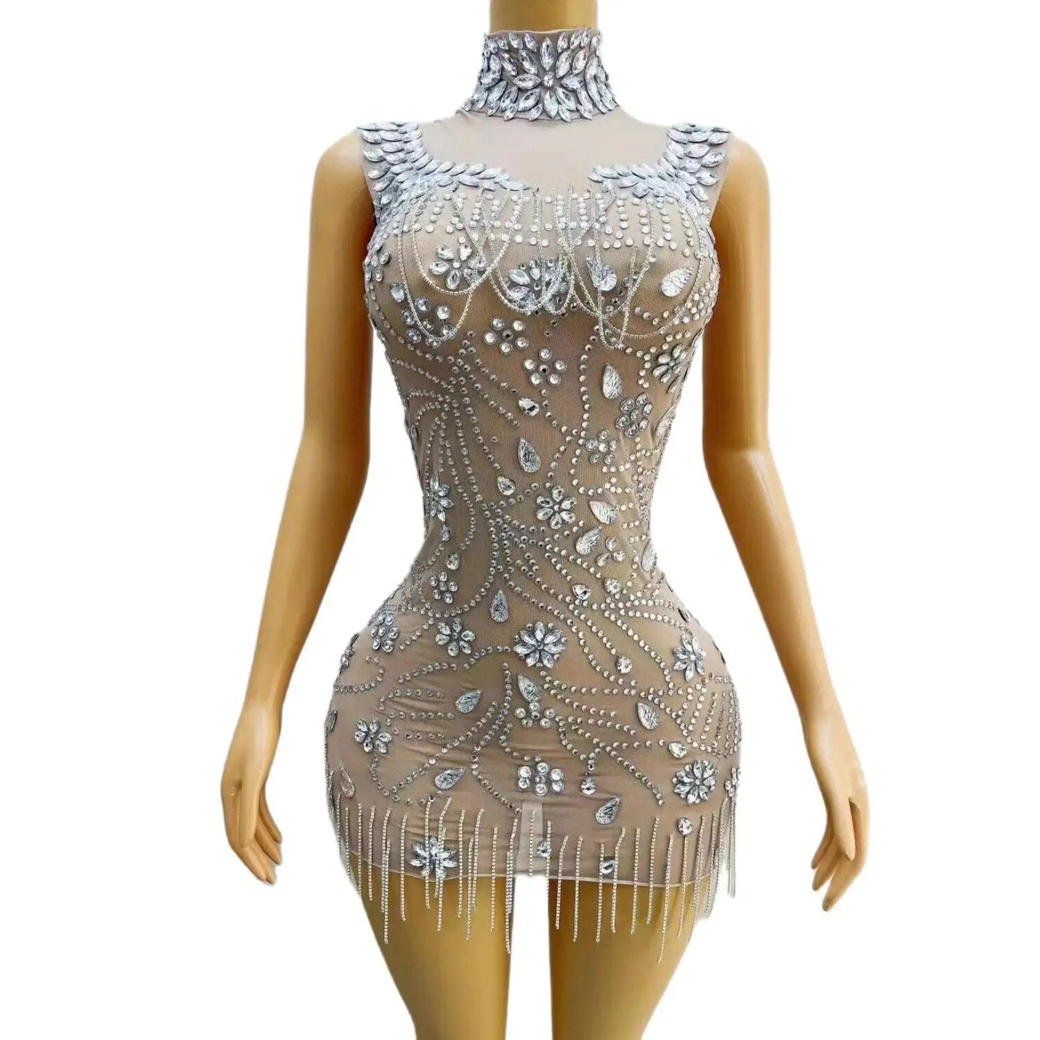 Luxury Short Prom Dresses Luxury Beaded Crystals Silver African Women Cocktail Gowns for Party Celebrate Dresses