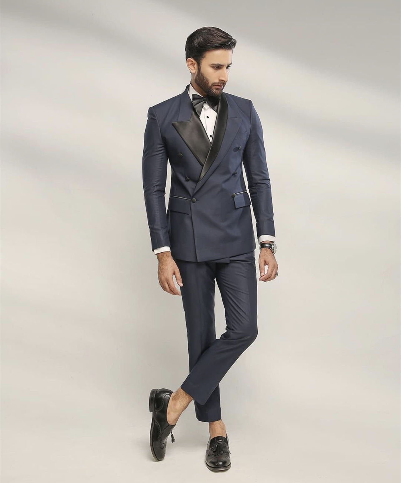 Man Wedding Suits Set Navy Blue Patchwork Peak Lapel Men's Formal Business Blazer Sets 2 Piece Slim Fit Tuxedos